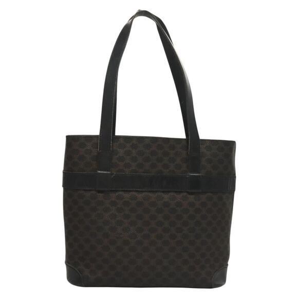 CELINE Macadam Canvas Hand Bag Pvc Leather Black Gold - Picture 3 of 13